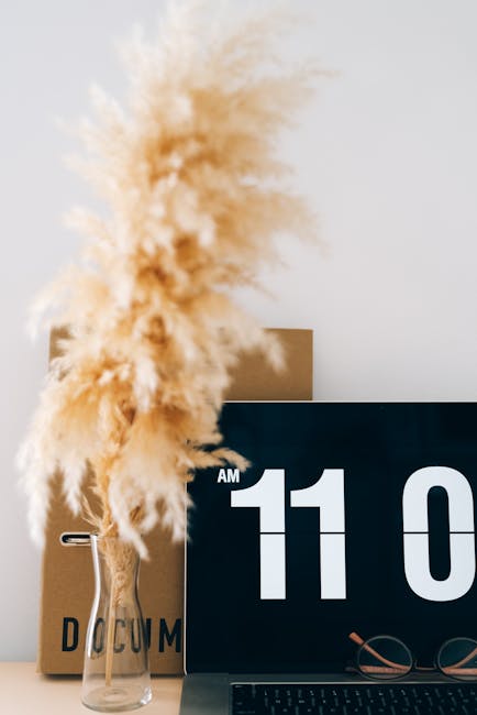 Serene office setup with natural decor